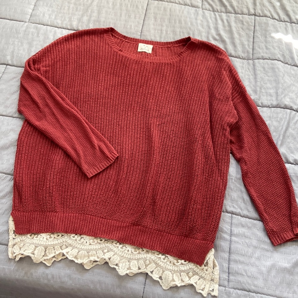 Pins and Needles Knit Sweater with Lace